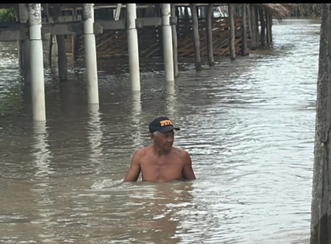 Chuvas dão trégua e moradores  de Baía da Traição aguardam recuo de rio que transbordou