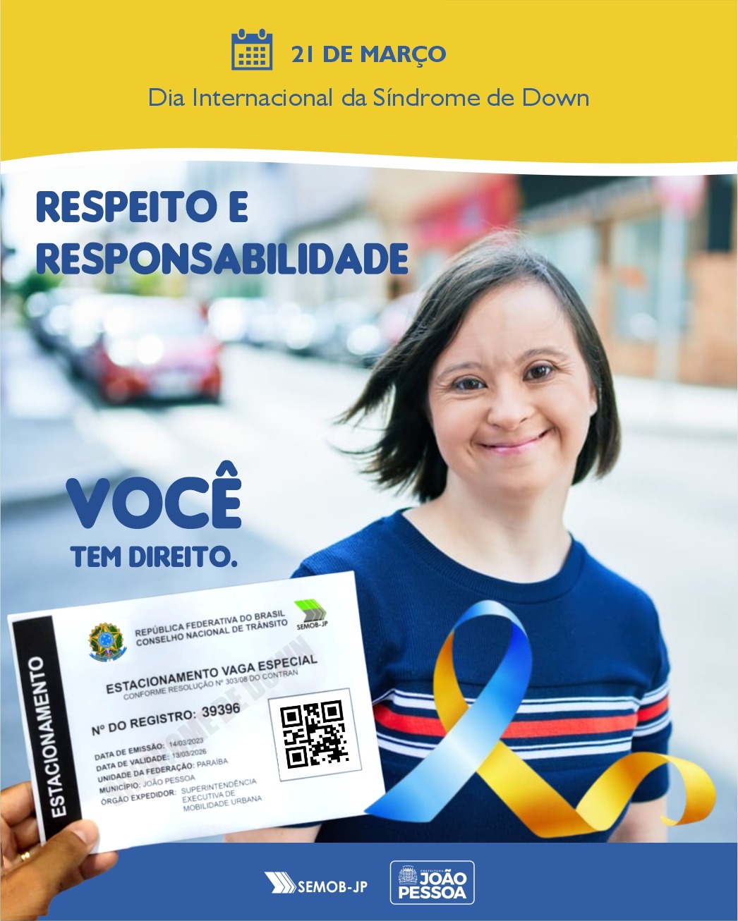 Semob-JP facilita credencial de estacionamento para pessoas com síndrome de Down