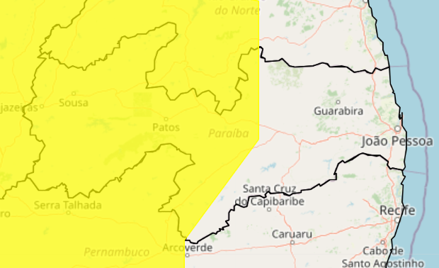 Inmet renova alerta de baixa umidade para mais de 100 municípios paraibanos