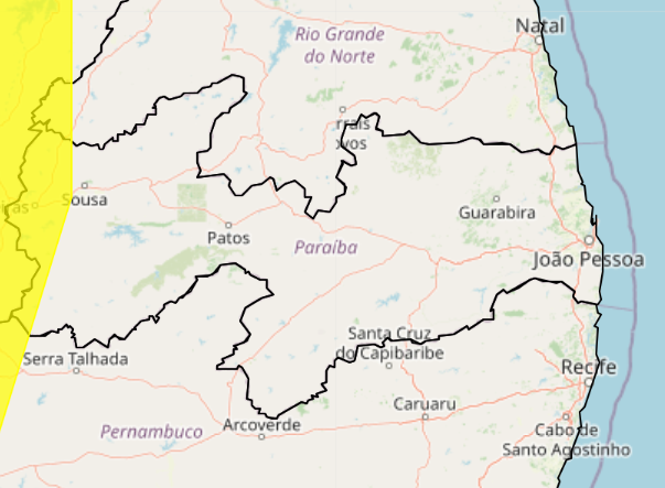 Inmet renova alerta de chuvas intensas para 20 cidades do Sertão da Paraíba