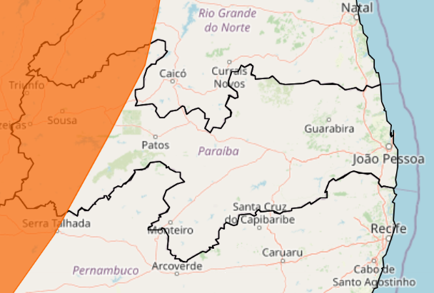 Inmet emite alertas de chuvas intensas para 64 cidades da Paraíba