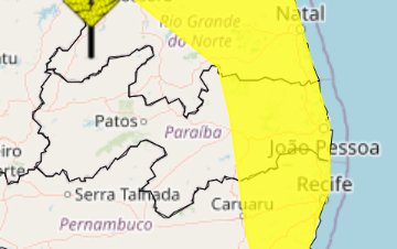 João Pessoa e mais 99 cidades da Paraíba entram em alerta de chuvas intensas