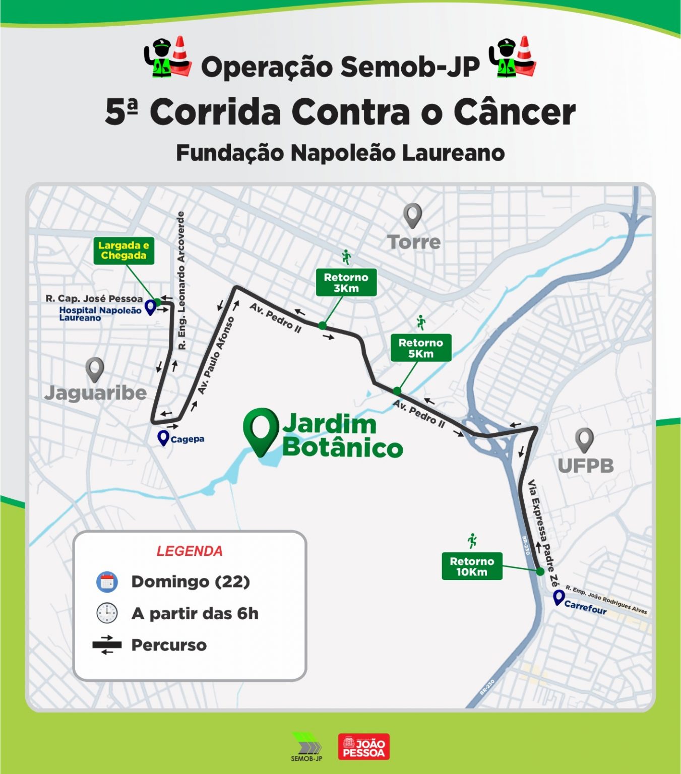 Trânsito da capital sofre alterações nesse domingo para realização da 5ª Corrida Contra o Câncer