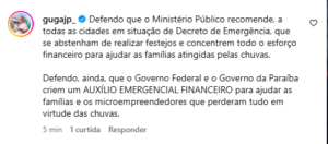 vereador defende suspensão de festejos juninos em cidades que decretaram situação de emergência na PB – PB AGORA